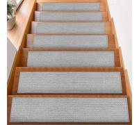 HQQXZQ 15 tappetini per scale, 76 x 20 cm, antiscivolo, per gradini in legno, lavabile in lavatrice, morbido, per interni, per bambini, anziani e animali domestici (grigio scuro)