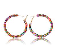 HQRKOTM 1 Paio di Orecchini di perle colorate di Boemia, Mujer Moda Orecchini a Cerchio Rotondo, Pendientes Bohemios Colorati Aro Dangle para Niñas y Mujeres
