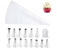 HQRKOTM 16pcs Beccucci Sac a Poche Professionali Beccuccio per Grande Inox Bocchette Decorative per Pasticceria Beccuccio Sacca a Poche Stella Punte per Piping per Decorare Cupcakes,Torte