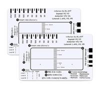 HQRKOTM 2 Pcs Righello ECG a 7 passi con frequenza cardiaca, asse, intervallo PR, durata QRS, intervallo QTc e indicatori di morfologia dell'onda T, Per Ecg portatile