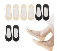HQRKOTM 4 Paia di Calzini da Donna Ballerina, Traspiranti, Calzini da sneaker, Invisibili, Calzini Antiscivolo con Cuscinetto in Silicone, 2 Nero + 2 tono della pelle, Taglia unica