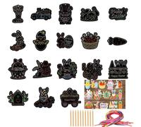 HQRKOTM Kit Lavoretti 20 Pezzi Ciondoli da Grattare Uova di Pasqua per Bambini