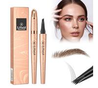 HQRKOTM Matita sopracciglia waterproof magica 3D impermeabile,per sopracciglia marrone scuro con applicatore a 4 punte a forcella