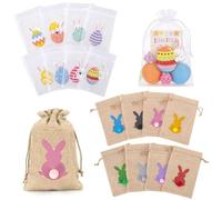 HQRKOTM Sacchetti Iuta Confezione da 16 con Coniglio e Coulisse 10x15cm Marrone per Regali e Feste