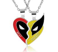 HQRKOTM Set di 2 Bff Regalo Migliore Amica Ciondolo,collana stitch,per Coppia Marvel Deadpool Wolverine Best Friends