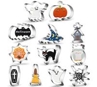 HQRKOTM Stampi Biscotti Halloween - 12 Pieces Cookie Cutters Cookie Cutters Pumpkin Pastry for Halloween, Cookie Shapes for Children, DIY Mould Stainless Steel Ghost for Decorating Cake Sweets