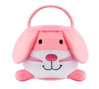 Hqroidd Cestino pasquale per bambini, con orecchie da coniglio, in peluche, decorazione per cestino, regalo per ragazzi e ragazze, rosa, Taglia unica