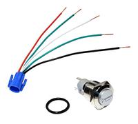 HQRP 12V LED Illuminato Momentaneo Metallo Spingere Bottoni Aria Corno A Filo