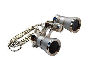HQRP Binocolo da opera 3 x 25, platino con finiture d'argento e collana