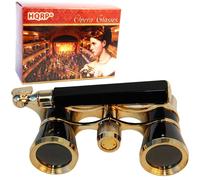 HQRP Opera Occhiali Nero Con Oro Orlo W/Builtin Estensibile Manico IN Regalo