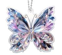 Hqunjikp Ciondolo in acrilico a di farfalla con cristalli colorati, ornamento da appendere all'auto, per fascino e decorazione della finestra