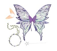 Hqunjikp di farfalla per ragazze | Vesti ala d'angelo con ghirlanda floreale con orecchie di bacchetta, costume cosplay per, compleanni, trucchi, feste, vacanze, spettacoli teatrali