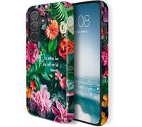 HQUSZPT Compatibile con Samsung Galaxy A37, custodia resistente a due strati, compatibile con Samsung Galaxy A37, splendidi fiori con versi della Bibbia 46:5