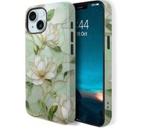 HQUSZPT Custodia magnetica compatibile per iPhone 16 Pro Max 5G, compatibile con Magsafe, custodia resistente a due strati, elegante fiori di magnolia vintage