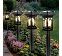 Hqynss 4 Pezzi Lampade Solari per Esterni da Giardino, 3000K Lampade Solari per Esterni con LED Bianco Caldo, Impermeabili, Lampade Solari da Giardino per Prato, Terrazza, Cortile, Regali di