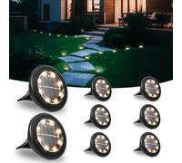 Hqynss 8 Pezzi Luci Solari da Giardino Interrate, 8 LED Lampada Solare Esterna Impermeabile IP65, Illuminazione per Prato, Vialetto, Sentiero, Cortile - Luce Bianca Calda