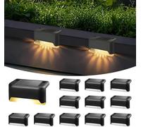 Hqynss Luci solari per esterni e giardino, 12 pezzi, luci solari per gradini, IP65, impermeabili, luce LED per scale esterne, gradini, recinzioni, cortili, terrazze, grondaie, sentieri, decorazioni
