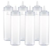 HR Hogar - Bottiglia di Salsa Spremibile - 6 Pezzi da 250 mL - Prodotto in Spagna - Dispenser Riutilizzabili e Riciclabili - Senza BPA, Tappo Anti-perdita per Salse e Condimenti (Trasparente)