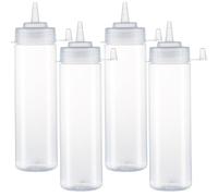 HR Hogar - Bottiglia per Salse Spremibile - 4 Pezzi da 500 mL - Erogatori Riutilizzabili e Riciclabili | Fabbricato in Spagna | Biberon da Cucina Senza BPA con Tappo Antigoccia Senza Perdite