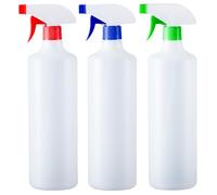 HR Hogar | Spray Spray 1L Pack 3 Colori - Made in Spagna - Flacone spray in polietilene ad alta densità resistente e riciclabile con ugello regolabile per pulizia e giardinaggio (1000 mL)