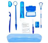 HRASY - Kit per la cura orale portatile ortodontica per bretelle, spazzola interdentale dentale, kit di pulizia per spazzolino dentale (blu)