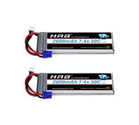 HRB 2pack RC Lipo Batteria 7.4V 2600MAH 30C 2S Batteria di Ricambio con EC2 Plug Per RC Racing Drone Hubsan H501S 4-xis Barca Auto Camion Modello