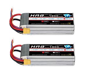HRB 2pcs 1800mAh 6S 22.2V 50C LiPo Batteria con XT60 a Deans T Connettore per SAB380 Align 470 ALZRC Devil 380 480 RC Elicottero Aereo Cars Truck Buggy Truggy Multicopter Droni