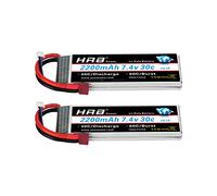 HRB 2PCS Batteria Lipo 2S 7.4V 2200mAh 30C con Deans T per RC elicottero aereo auto barca camion
