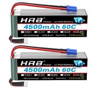 HRB 6S - Batteria Lipo 22,2 V, 4500 mAh, 60 C, con spina EC5, classe A+, per RC auto, aereo, passeggino, elicottero, camion, hobby (2 confezioni)