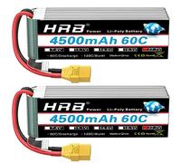 HRB 6S - Batteria Lipo 22,2 V, 4500 mAh, 60 C, con spina XT90, classe A+, per RC auto, aereo, passeggino, elicottero, camion, hobby, confezione da 2