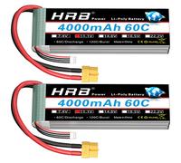 HRB Batteria Lipo 3S 4000mAh Batteria Lipo XT60 11,1V Batteria Lipo 60C RC Compatibile con Auto RC Aereo RC Camion RC Barca RC (2 confezioni)