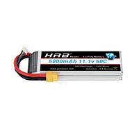 HRB Batteria LiPo 5000mAh 11.1V 50C 3S xt60 per Elicottero Aereo FPV quadcopter Drone Nero Ricambi RC Auto