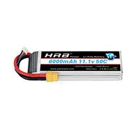 HRB Batteria LiPo 6000mAh 11.1V 50C 3S per Elicottero Aereo FPV quadcopter Drone Nero Ricambi RC Auto (XT60 Plug)