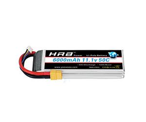 HRB Batteria LiPo 6000mAh 11.1V 50C 3S per Elicottero Aereo FPV quadcopter Drone Nero Ricambi RC Auto (XT60 Plug)