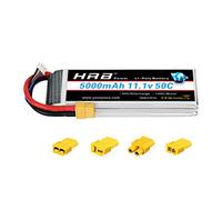 HRB Batteria RC LiPo 5000mAh 11.1V 3S 50C XT60 connettore per RC Hobby RC auto elicottero per auto (connettore XT60 con adattatore 4 pezzi)