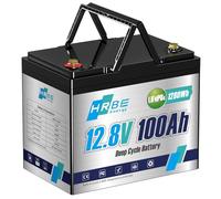 HRBEENERGY Batteria LiFePO4 12V 100AH, batteria al litio 1280Wh con caricatore, protezione BMS incorporata stabile, 7000+ ricarica a ciclo profondo, perfetta per RV Camper Marina Off-Grid