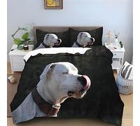 HRBK Cane Verde Scuro Parure Copripiumino Singolo Dogo Argentino Biancheria da Letto 3 Pezzi - 1 Copripiumino 150x200 cm e 2 Federe 50x80 cm Microfibra Morbido e Traspirante con Cerniera