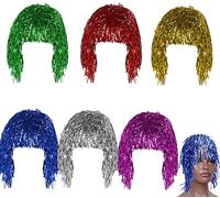 HREDZEO Parrucca Tinsel,6 PCS Mardi Gras Multicolor Tinsel Parrucca Luminosa Colorate Parrucca per Disco Party Carnevale Feste a Tema e Halloween