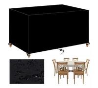 HRGFSM Coperture per Mobili da Giardino Rettangolare, Impermeabile 420D Telo Oxford Mobili Esterno Copritavolo,Antivento,Anti-UV, per Cortile Tavoli Sedie-Black|| 300x200x100cm