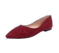 HRGKLMN Ballerine a Punta da Donna Scarpe Basse, comode Mocassini in Effetto Velluto da Donna, Scarpe estive Traspiranti Slip-on per Feste, Matrimoni e Tempo Libero,Rot,37 EU