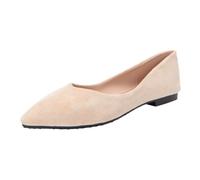 HRGKLMN Ballerine a Punta da Donna Scarpe Basse, comode Mocassini in Effetto Velluto da Donna, Scarpe estive Traspiranti Slip-on per Feste, Matrimoni e Tempo Libero,Apricot,37 EU
