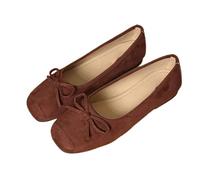 HRGKLMN Ballerine da Donna Eleganti Classiche Scarpe Basse da Donna Estive con Fiocco e Punta Quadrata, Comode Scarpe Slip On Sandali per la Vita Quotidiana, L'Ufficio e Le Feste,Braun,37 EU