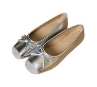 HRGKLMN Ballerine da Donna Eleganti Classiche Scarpe Basse da Donna Estive con Fiocco e Punta Quadrata, Comode Scarpe Slip On Sandali per la Vita Quotidiana, L'Ufficio e Le Feste,Silber,38 EU