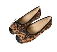 HRGKLMN Ballerine da donna Eleganti Classiche Scarpe Basse da Donna Estive con Fiocco e Punta Quadrata, Comode Scarpe Slip On Sandali per la Vita Quotidiana, l'Ufficio e le Feste,Leopardenmuster,39 EU