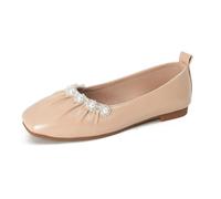 HRGKLMN Ballerine Donna comode Eleganti Scarpe Basse da Donna con Perle e Cristalli, morbide Mary Jane Scarpe estive per Tutti i Giorni, Ufficio, Matrimonio, Estate,Braun,40 EU