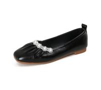 HRGKLMN Ballerine Donna comode Eleganti Scarpe Basse da Donna con Perle e Cristalli, morbide Mary Jane Scarpe estive per Tutti i Giorni, Ufficio, Matrimonio, Estate,Schwarz,40 EU
