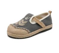 HRGKLMN Espadrillas da Donna, Scarpe di Lino Espadrillas da Donna, Slippers Ricamati a Mano, comode Scarpe estive con Suola in Juta, Scarpe Casual Boho per Tutti i Giorni,Grigio,36 EU