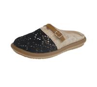 HRGKLMN Pantofole Donna Mules Donna Intrecciate, Slipper Estivi Traspiranti con Aspetto Lino, Ciabatte Piatte Scarpe Casual per Quotidiano e Vacanza,Schwarz,37 EU