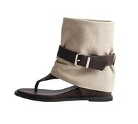 HRGKLMN Stivaletti Sandali da Donna, Sandali Estivi alla Moda per Donna con Gambale in Tessuto e Cinturino, Scarpe estive Traspiranti, Sandali con separatore di Dita,Braun,37 EU
