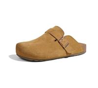 HRGKLMN Zoccoli Ciabatte Impermeabili da Donna, comode Pantofole da Donna con Soletta in Sughero, Morbida Pelle Scamosciata, Sandali Classici per Lavoro, Tempo Libero e Uso Quotidiano,Maroon,43 EU